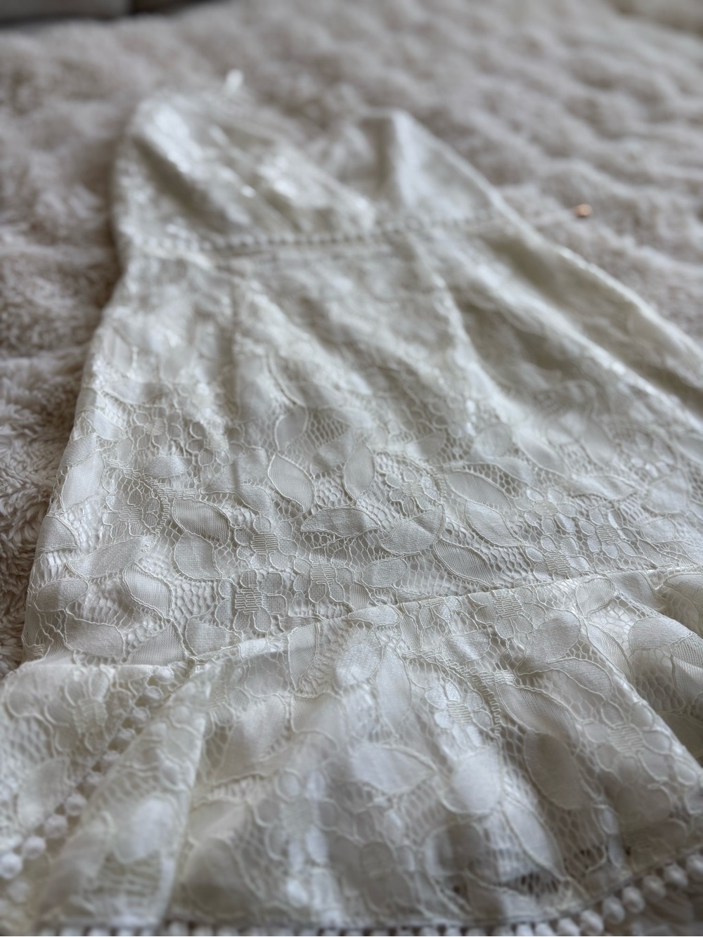 Hello Molly White Lace Ruffle Mini Dress - Picture 3 of 7